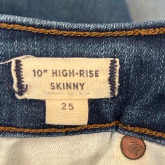 Madewell High Rise Skinny Distressed Deconstructed Hem Button Fly Denim Jeans - Picture 9 of 9